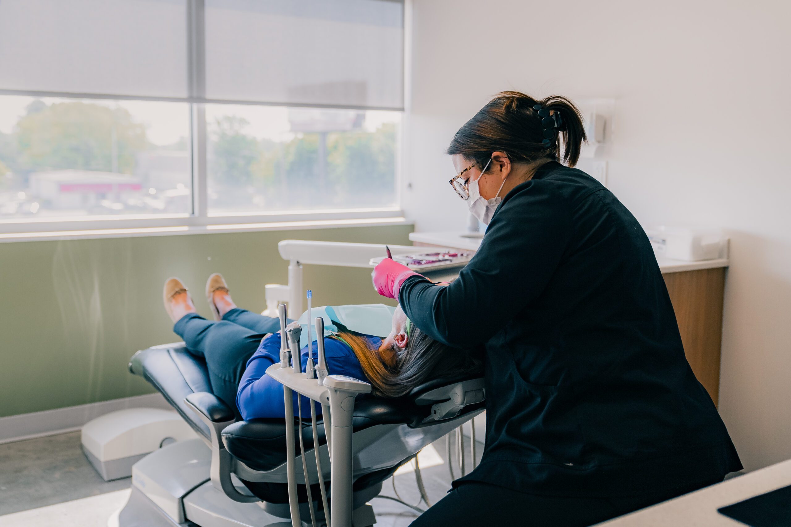 Patient in a comfortable chair at Tryon Family Dentistry