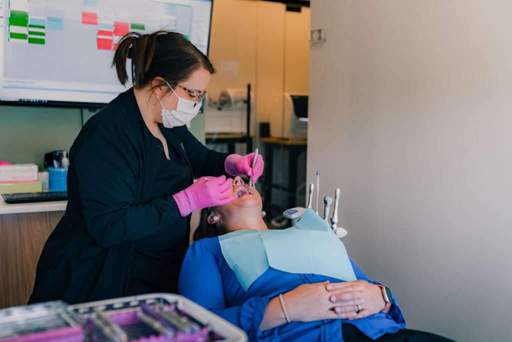 Dental patient getting examination